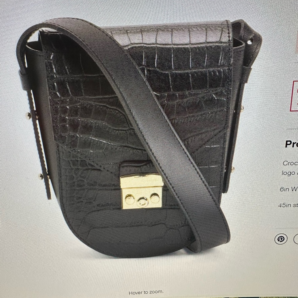 Isadora Crossbody Leather Made in Italy Croc-Embossed Bag with Gold Accent